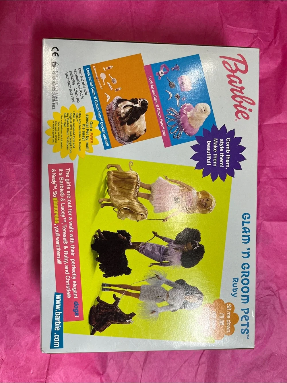 1999 Mattel Barbie Glam 'N Groom Pets feat. Ruby the Irish Setter Dog NRFB Rare